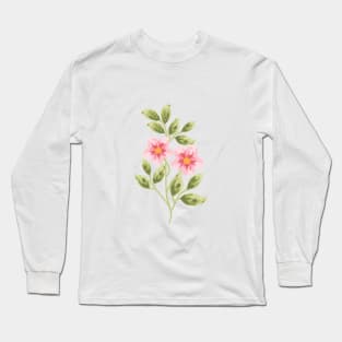 Beautiful Pink Rosa Canina Flower Long Sleeve T-Shirt